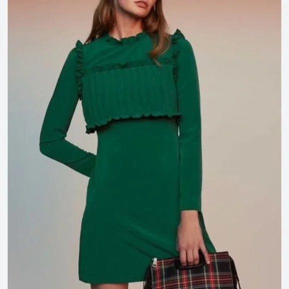 Maje Vibrant Green Long Sleeve Dress - Picture 1 of 4